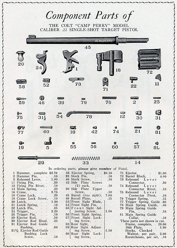 Colt Camp Perry .22 Parts Diagram