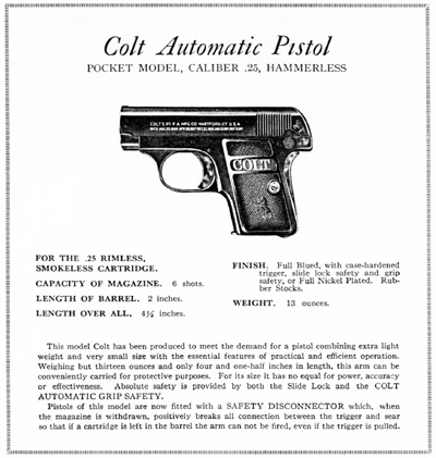 1920's Colt catalog description of the Model N