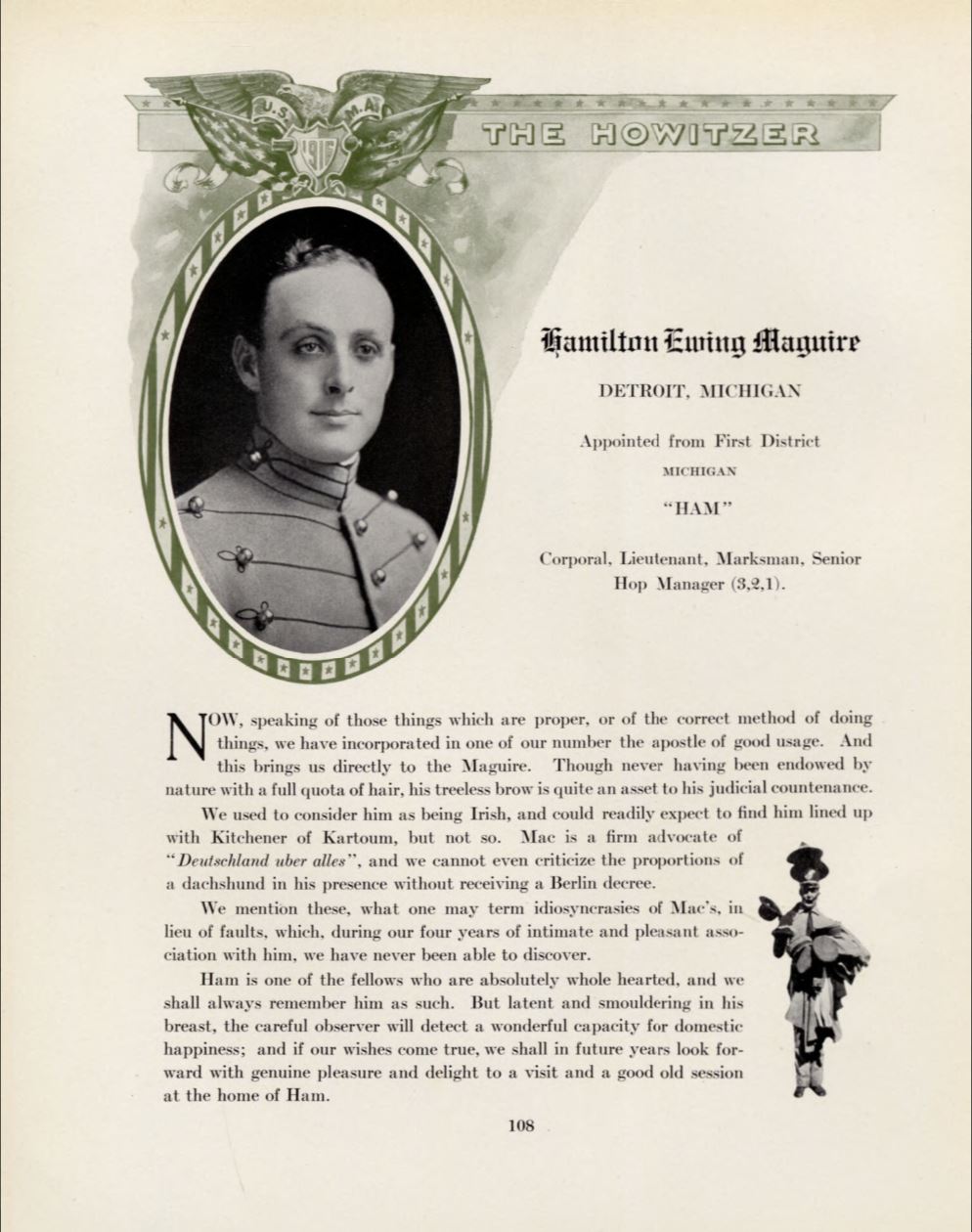 Hamilton Ewing Maguire, USMA Howitzer Yearbook, West point class of 1916