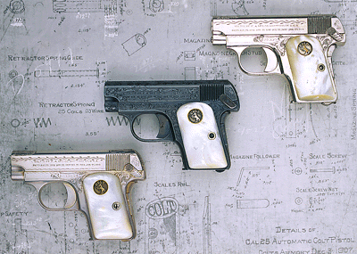Three factory engraved Colt 1908 .25 Pistols