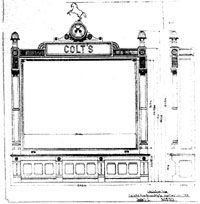 An original factory blueprint for an early Colt display.